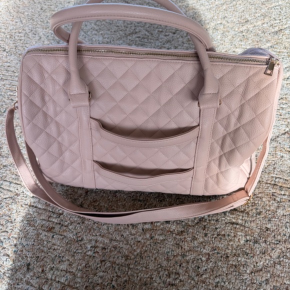 Quilted leather weekender Travel duffle bag - Picture 2 of 7